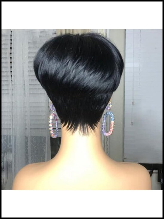 Human Hair Pixie Cut Wig Short Layered with Bangs Glueless Full Machine Made main image 5